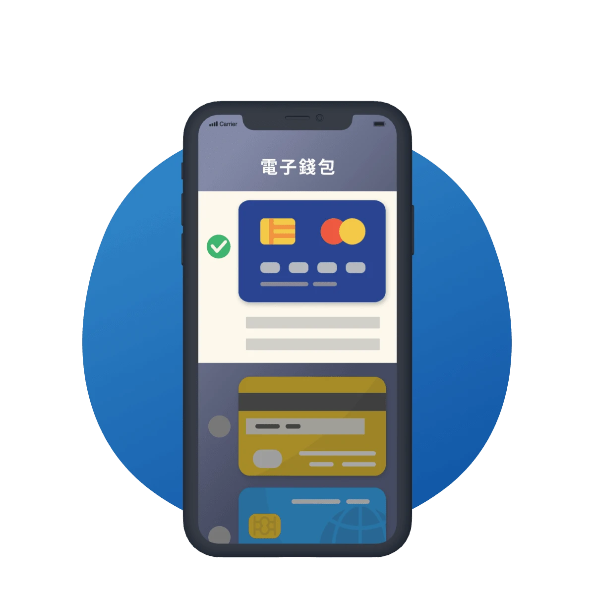 APP 電子錢包可綁定多張信用卡進行付款。By WishMobile